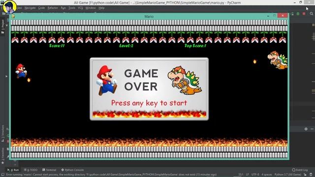 [ONLY 5 Minutes] games made with python | python game projects with source code|mario game in pytho смотреть онлайн