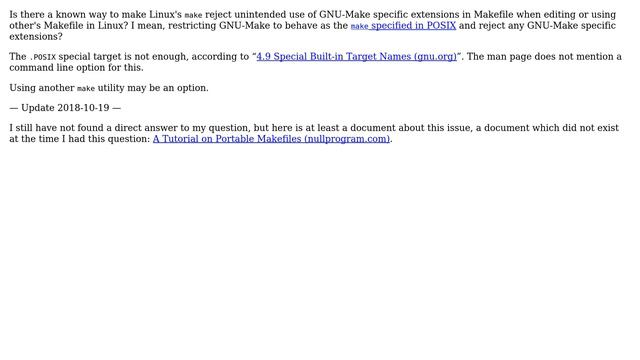 Unix & Linux: Restricting GNU Make to POSIX Make behaviour смотреть онлайн