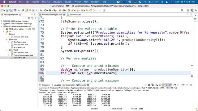 Java M11GA2P1e Production Analysis - Minimum value in an array смотреть онлайн