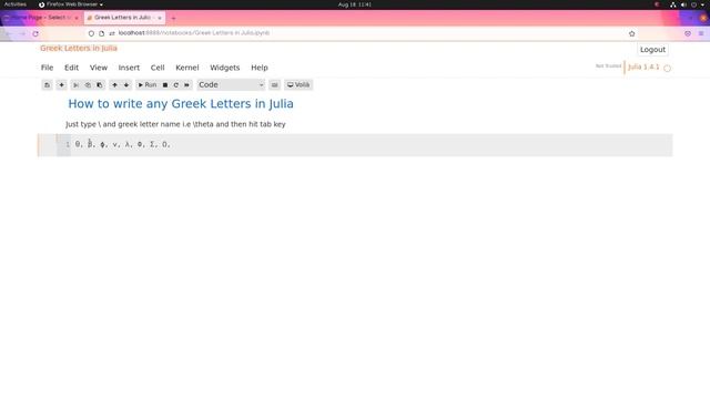 Greek letters in Julia and Python with Jupyter notebook смотреть онлайн