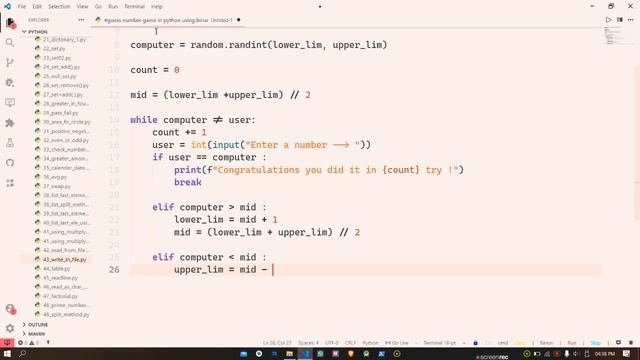Guess Number In Python Using Binary Search | Method_2 | #python_07 смотреть онлайн