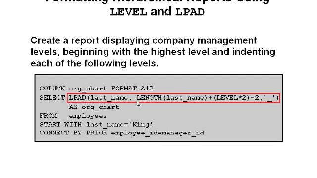 15 Oracle 10g Sql 11 Иерархические запросы смотреть онлайн