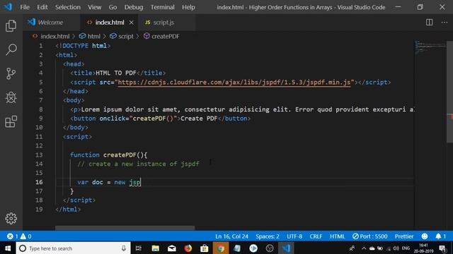 html to pdf using javascript and jspdf смотреть онлайн
