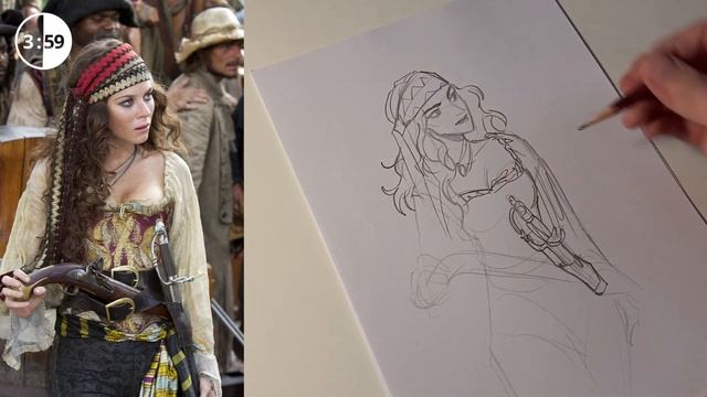 Gesture Drawing #20 - Pirate (Sketch with me) смотреть онлайн