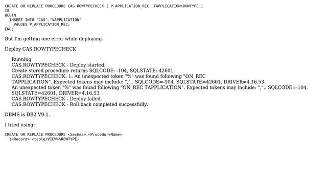 Databases: In stored procedure %Rowtype is not working while deploying смотреть онлайн