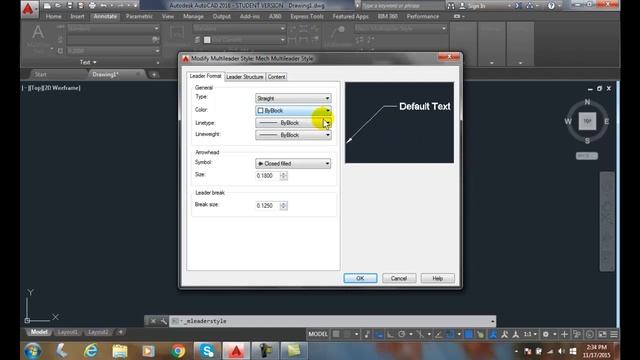 AutoCAD I 18-13 Leader Format Tab Multileader Style смотреть онлайн