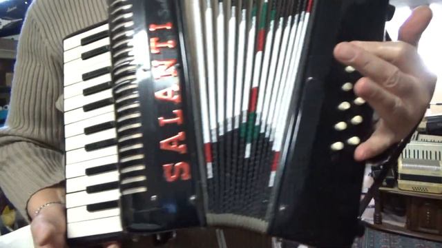 SALANTI 12 bass piano accordion shine black and white mod. n.24 made in Italy смотреть онлайн