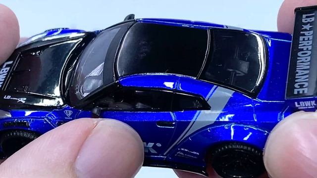 Mini GT 1:64 overseas edition Liberty Walk LB Works Nissan GT-R Livery 2.0 blue Review смотреть онлайн