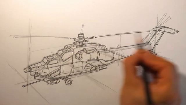 Как нарисовать вертолет Урок рисования Рисунок вертолета МИ 28 смотреть онлайн