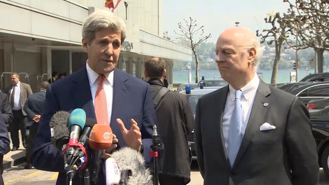 Stakeout John Kerry and Staffan de Mistura in Geneva on May 2 смотреть онлайн
