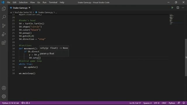 Python Game Programming Tutorial - Snake Game Part2 | Snake's Head and Controls смотреть онлайн