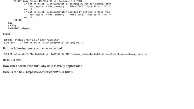 PostgreSQL: How to check if node exists in the XML смотреть онлайн