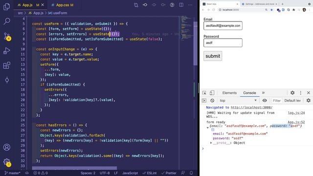 Coding a custom React hooks for form validation смотреть онлайн