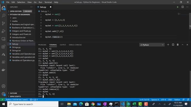 8. Sets in Python смотреть онлайн
