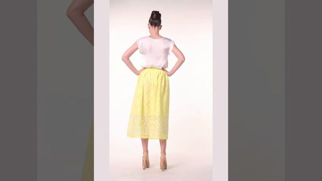 ТМ Еверкод Желтая льняная юбка на подкладке смотреть онлайн