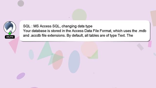 SQL : MS Access SQL, changing data type смотреть онлайн