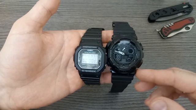 Casio G-SHOCK DW-5600E Vs G-SHOCK GA-100-1A1ER. Обзор, сравнение после 2 и 8 лет использования.
