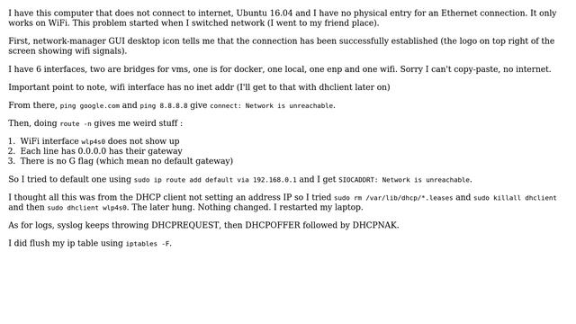 Ubuntu: Network is unreachable : Wifi has no inet addr смотреть онлайн
