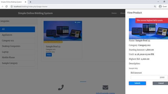 Simple Online Bidding System using PHP/MySQLi Demo смотреть онлайн