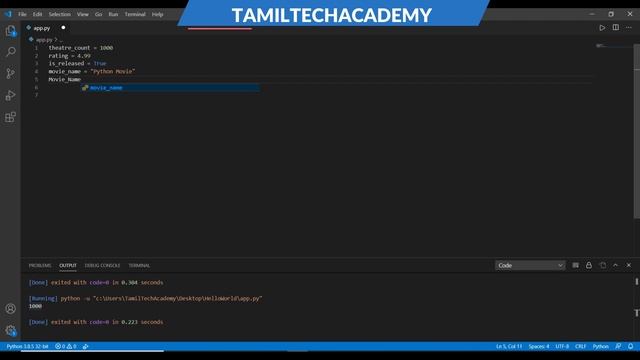 Variable Names | Python Tutorial - Python for Beginners [Full Course] in Tamil смотреть онлайн