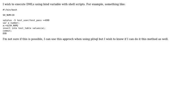 bind variable and shell scripting with sqlplus смотреть онлайн