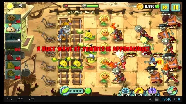 Как пройти 13 уровень в игре Растения против Зомби 2 Дикий запад смотреть онлайн