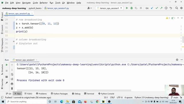 Pytorch for Beginners #4 | Operations on Pytorch Tensors (Broadcasting, and Scalars) смотреть онлайн