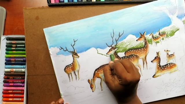 Deer Painting || Oil Pastel