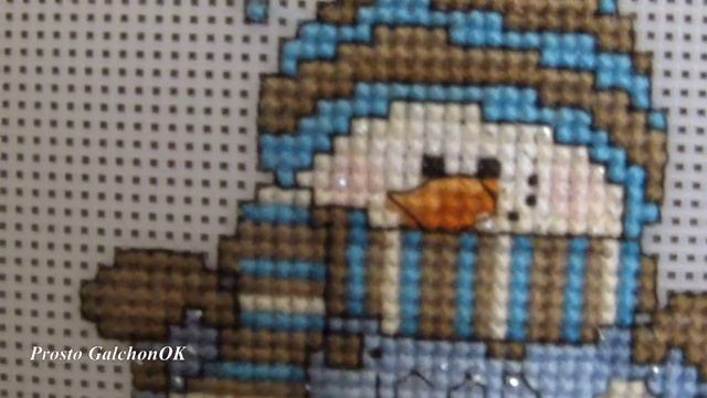 Вышивка крестиком. Новогодние (ёлочные) игрушки. Снеговик. смотреть онлайн