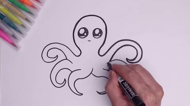 Рисуем и раскрашиваем осьминога | Рисуем для детей смотреть онлайн