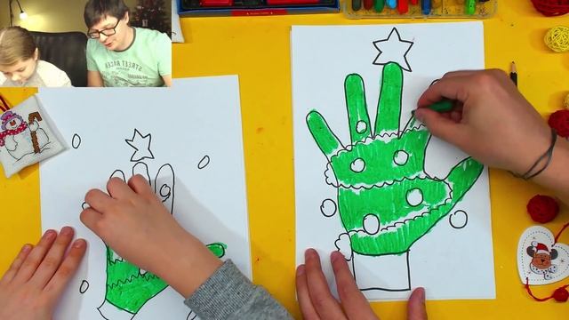 Рисуем ЁЛОЧКУ из РУКУ очень просто РыбаКит папа рисует смотреть онлайн