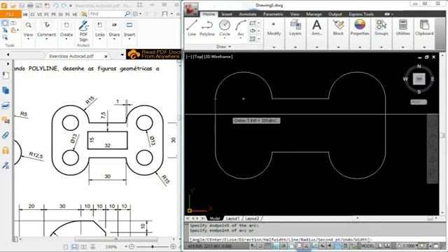 Ex. 17 AutoCad - Comando Polyline смотреть онлайн