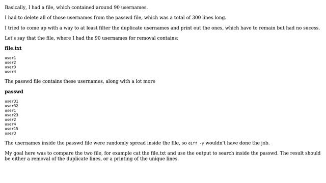 How to compare two files, so that the information in the first one is deleted from the second one? смотреть онлайн