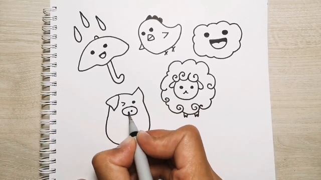 Милые рисунки легко/рисунки дудлинг для начинающих/кавайные рисунки/дудлинг звери/дудлинг смотреть онлайн