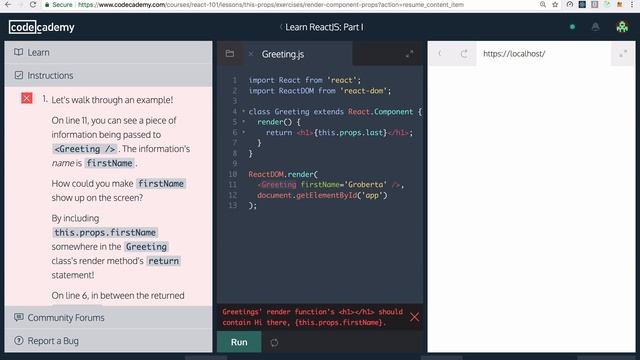 React and CodeCademy Day 6#1 - this.props смотреть онлайн