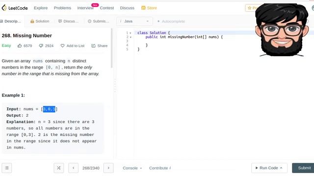 Leetcode Question 268 "Missing Number" in Java смотреть онлайн