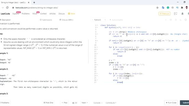 String to Integer (atoi) Leetcode Solution | Python смотреть онлайн