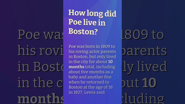 Did Edgar Allan Poe live in Massachusetts? смотреть онлайн