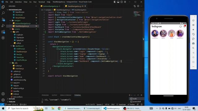 Bottom Tab Navigation in React Native - Footer | Instagram Clone | Part-6 | React Native | HINDI смотреть онлайн