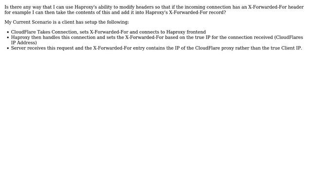 Haproxy Incoming X-Forwarded-For Header into Outgoing X-Forwarded-For смотреть онлайн