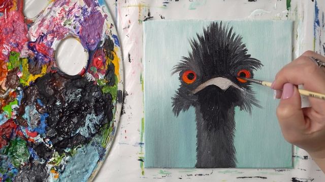 Crazy Ostrich bird -Acrylic painting / Homemade Illustration смотреть онлайн