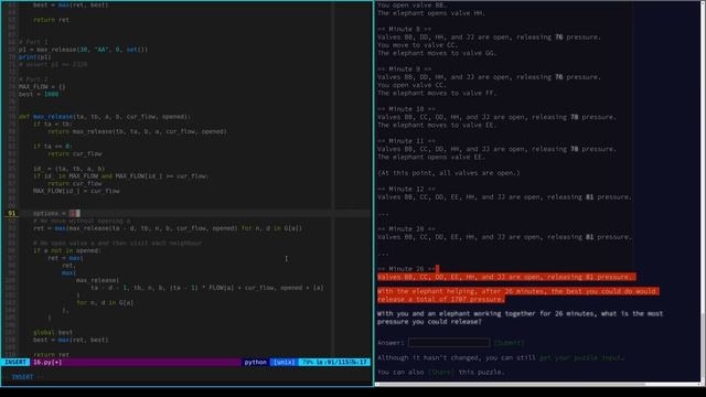 Advent of Code 2022 in Python - Day 16 - SOLVED & REFACTORED смотреть онлайн