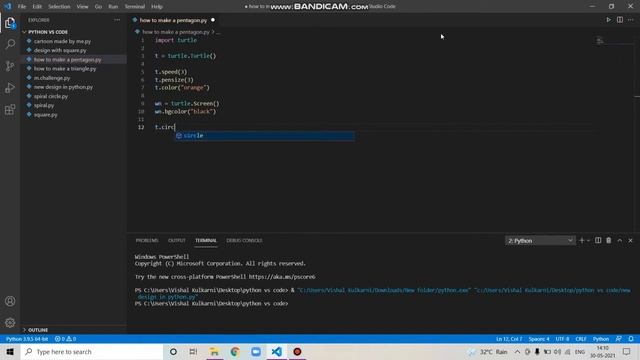 learn how to make pentagon using turtle in python || explained properly || by p k coder смотреть онлайн