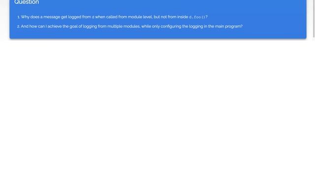 Python logging multiple modules logger not working outside main program смотреть онлайн
