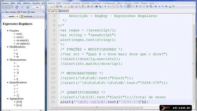 Universidade XTI - Curso Online JavaScript - Aula 32 - Objeto RegExp Regular Expression смотреть онлайн