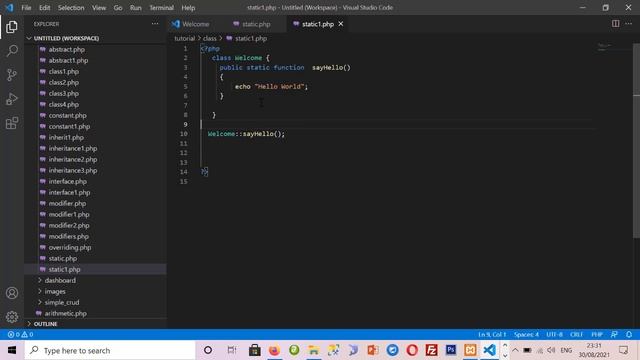 12-OOP PHP STATIC METHODS смотреть онлайн
