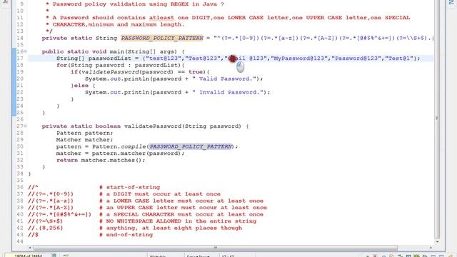 PASSWORD POLICY VALIDATION REGEX USING JAVA DEMO смотреть онлайн