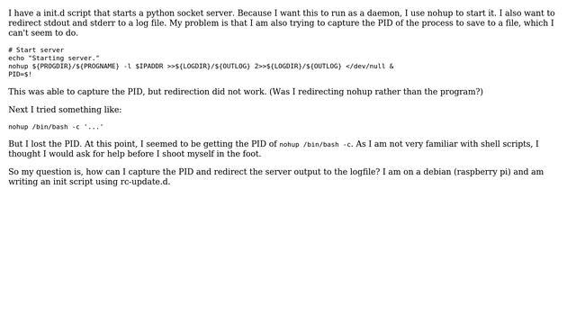 Unix & Linux: starting server with nohup and redirecting input, output смотреть онлайн