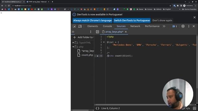 Função array_keys do PHP смотреть онлайн