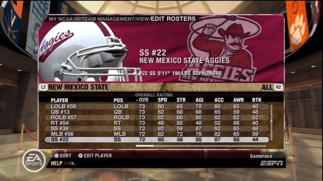 NCAA Football 08 New Mexico State Aggies Overall Player Ratings смотреть онлайн